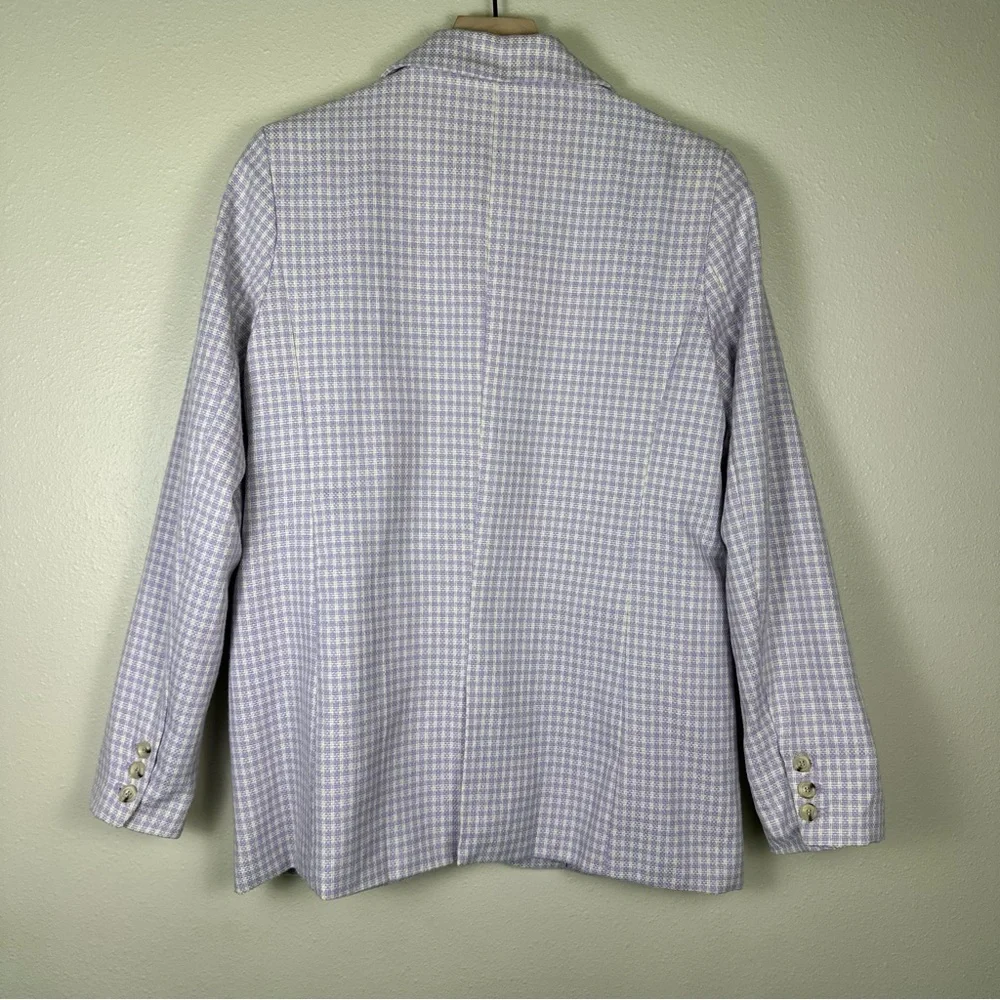 FORE Metallic Preppy Women's M Purple Checkered Coquette Single Breasted Blazer - Picture 7 of 7